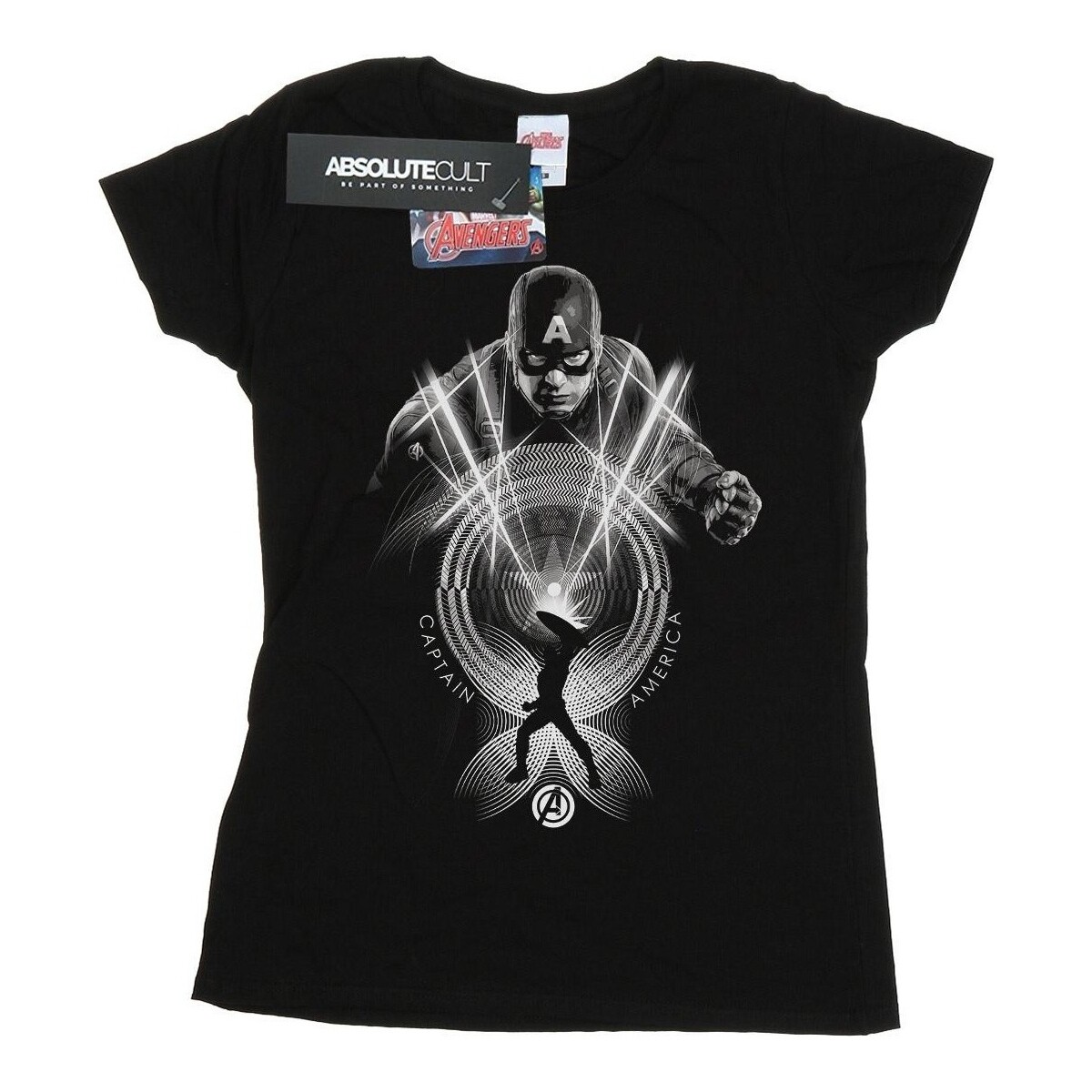 textil Mujer Camisetas manga larga Marvel Captain America Circle Negro