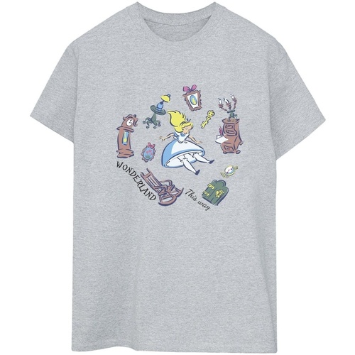 textil Mujer Camisetas manga larga Disney Alice In Wonderland Falling Gris