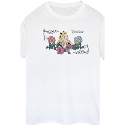 textil Mujer Camisetas manga larga Disney Alice In Wonderland What Kind Of Garden Blanco