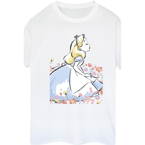 textil Mujer Camisetas manga larga Disney Alice In Wonderland Sketch Flowers Blanco