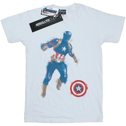 textil Hombre Camisetas manga larga Marvel Avengers Endgame Painted Captain America Blanco