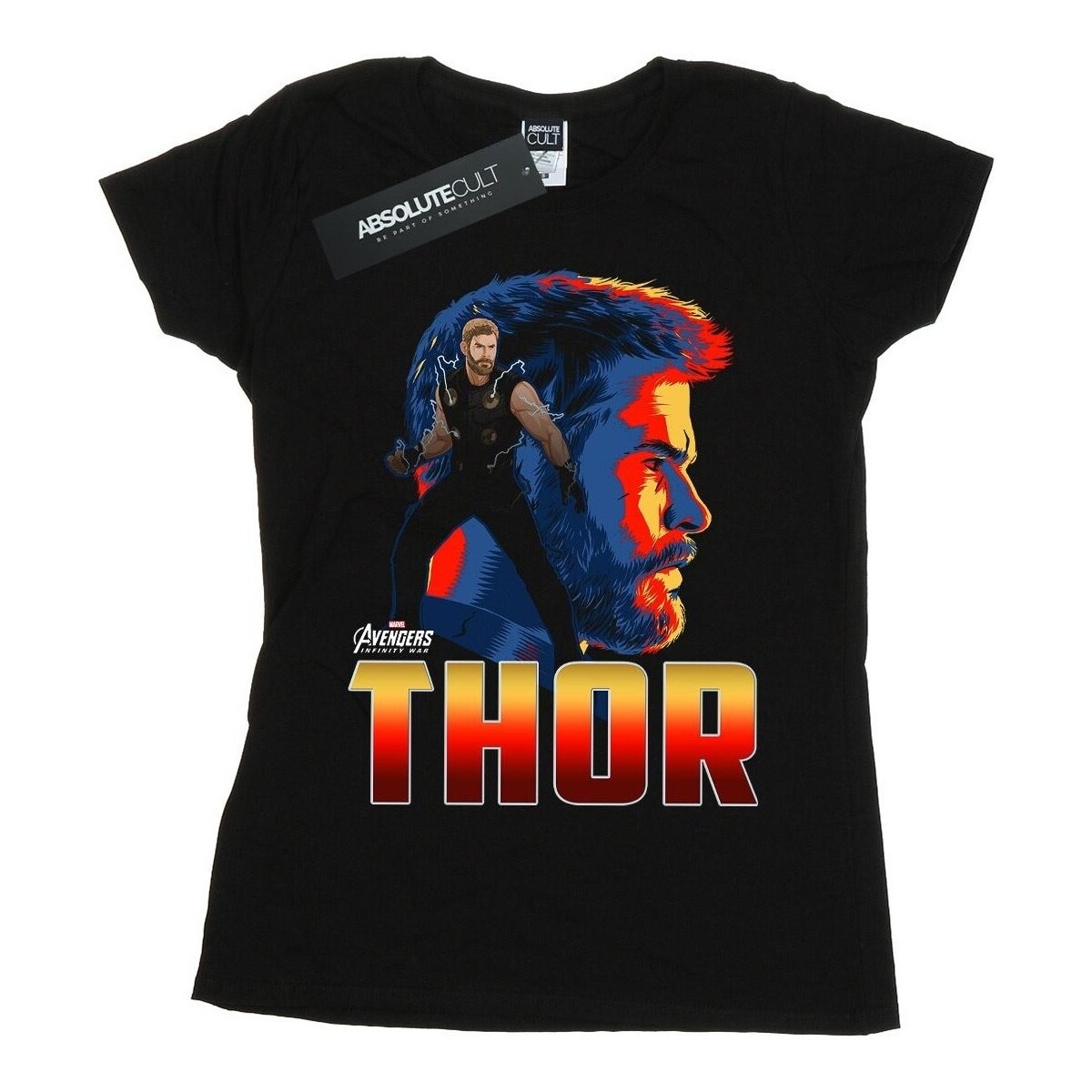 textil Mujer Camisetas manga larga Marvel Avengers Infinity War Thor Character Negro