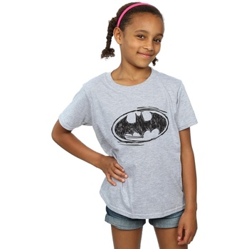 textil Niña Camisetas manga larga Dc Comics Batman Sketch Logo Gris