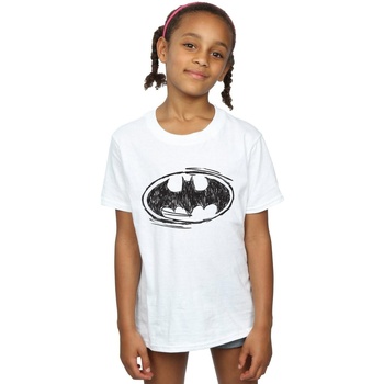 textil Niña Camisetas manga larga Dc Comics Batman Sketch Logo Blanco