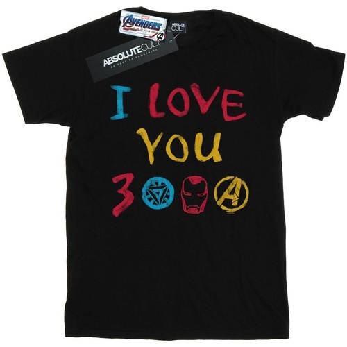 textil Hombre Camisetas manga larga Marvel Avengers Endgame I Love You 3000 Crayons Negro