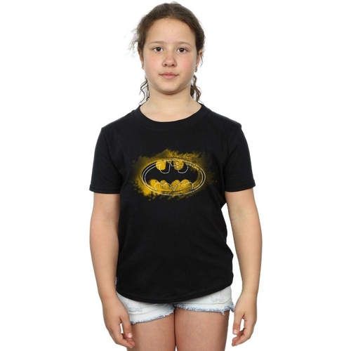 textil Niña Camisetas manga larga Dc Comics Batman Spray Logo Negro