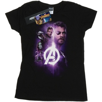 textil Mujer Camisetas manga larga Marvel Avengers Infinity War Thor Guardians Team Up Negro