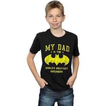 textil Niño Camisetas manga corta Dc Comics Batman My Dad Is A Superhero Negro