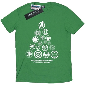 textil Hombre Camisetas manga larga Marvel Avengers Endgame Pyramid Icons Verde