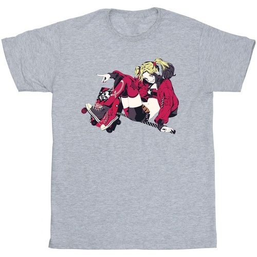 textil Niño Camisetas manga corta Dc Comics Harley Quinn Rollerskates Gris