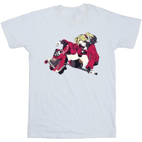 textil Niño Camisetas manga corta Dc Comics Harley Quinn Rollerskates Blanco