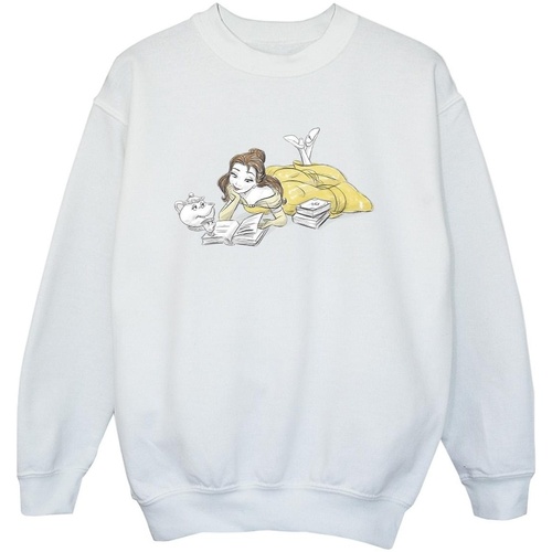 textil Niño Sudaderas Disney Beauty And The Beast Belle Reading Blanco