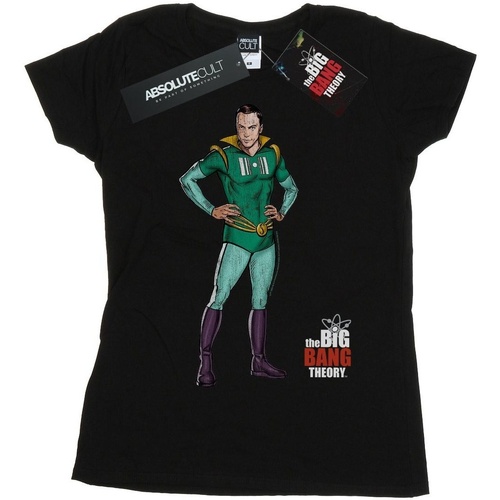 textil Mujer Camisetas manga larga The Big Bang Theory Sheldon Superhero Negro