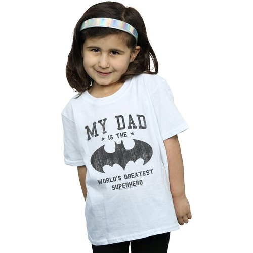 textil Niña Camisetas manga larga Dc Comics Batman My Dad Is A Superhero Blanco