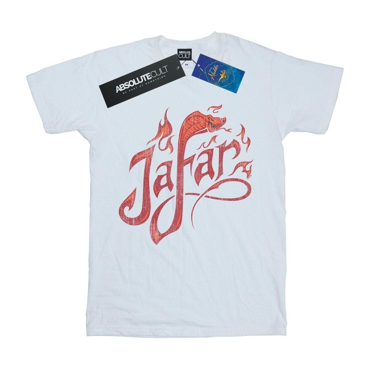 textil Hombre Camisetas manga larga Disney Aladdin Movie Jafar Flames Logo Blanco