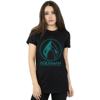 textil Mujer Camisetas manga larga Dc Comics Aquaman Aqua Logo Negro