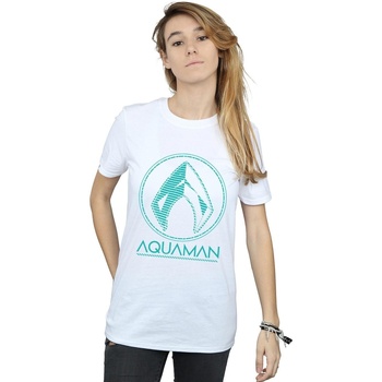 textil Mujer Camisetas manga larga Dc Comics Aquaman Aqua Logo Blanco