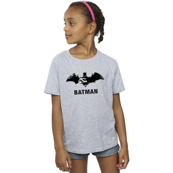 textil Niña Camisetas manga larga Dc Comics Batman Black Stare Logo Gris