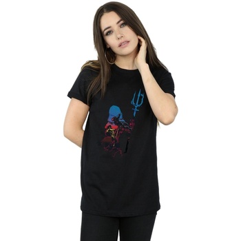 textil Mujer Camisetas manga larga Dc Comics Aquaman Battle Silhouette Negro