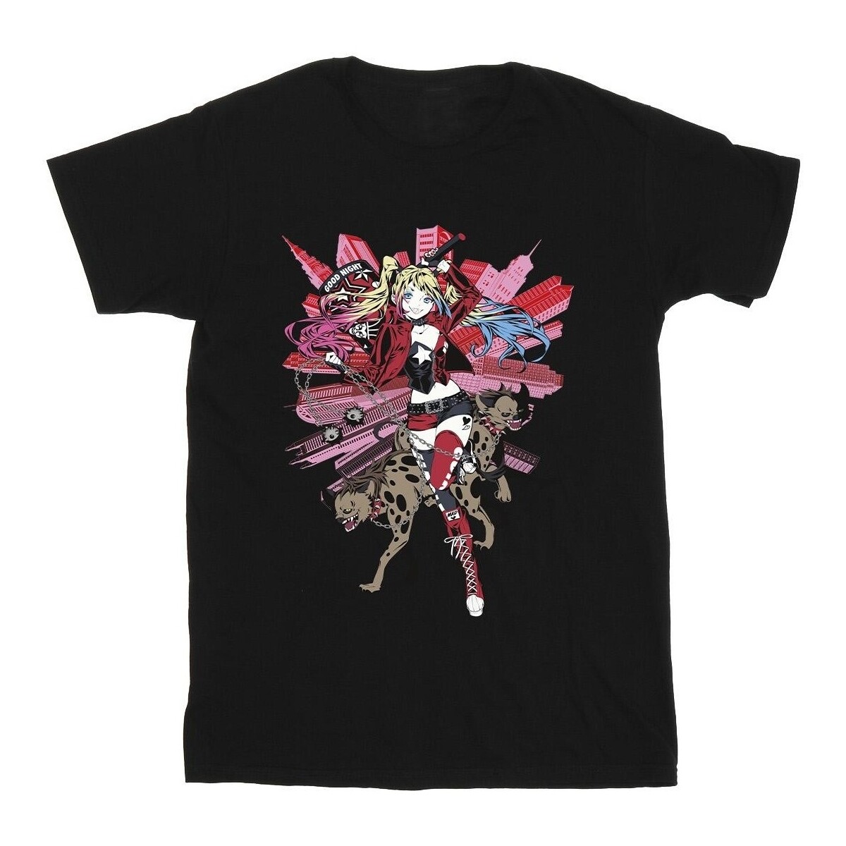 textil Niña Camisetas manga larga Dc Comics Harley Quinn Hyenas Negro