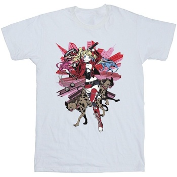 textil Niña Camisetas manga larga Dc Comics Harley Quinn Hyenas Blanco