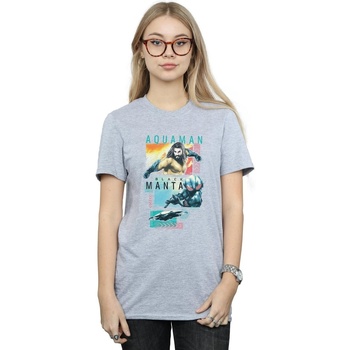textil Mujer Camisetas manga larga Dc Comics Aquaman Character Tiles Gris