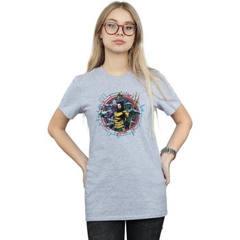textil Mujer Camisetas manga larga Dc Comics Aquaman Circular Crest Gris