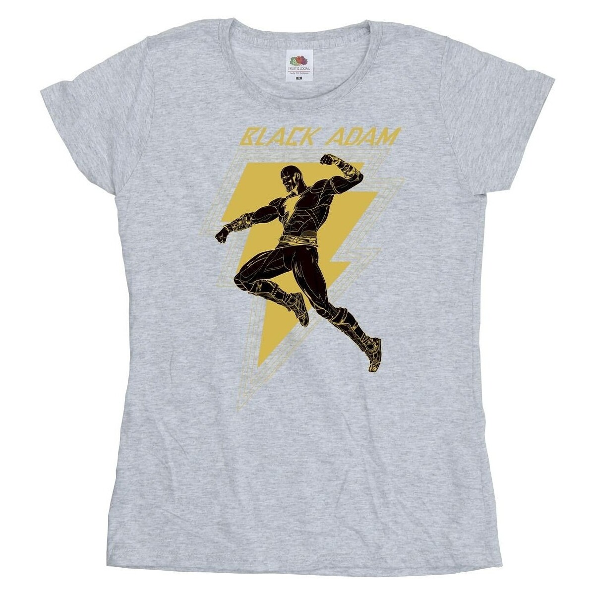 textil Mujer Camisetas manga larga Dc Comics Black Adam Golden Bolt Chest Gris