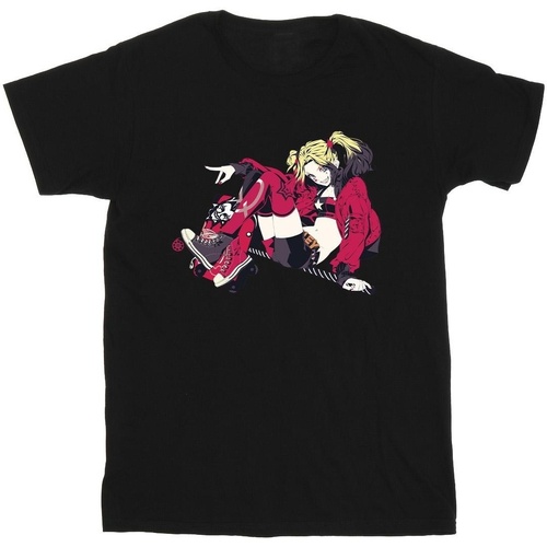 textil Niña Camisetas manga larga Dc Comics Harley Quinn Rollerskates Negro
