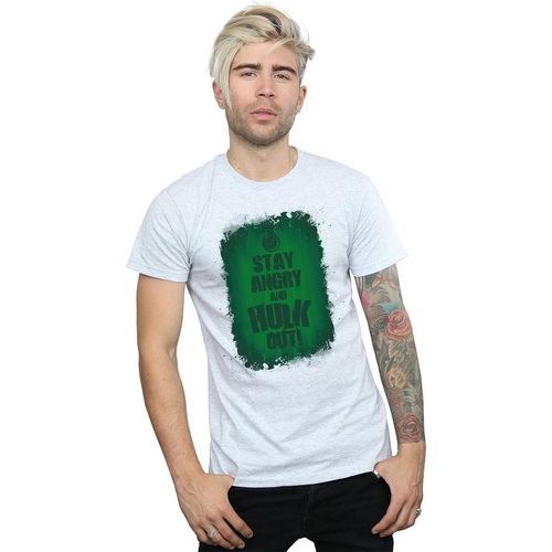 textil Hombre Camisetas manga larga Marvel Hulk Stay Angry Gris