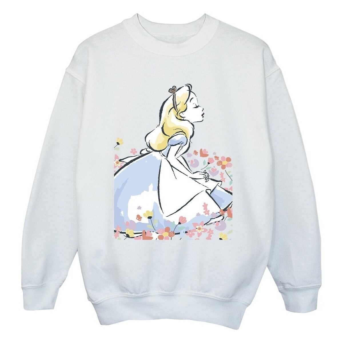 textil Niña Sudaderas Disney Alice In Wonderland Sketch Flowers Blanco