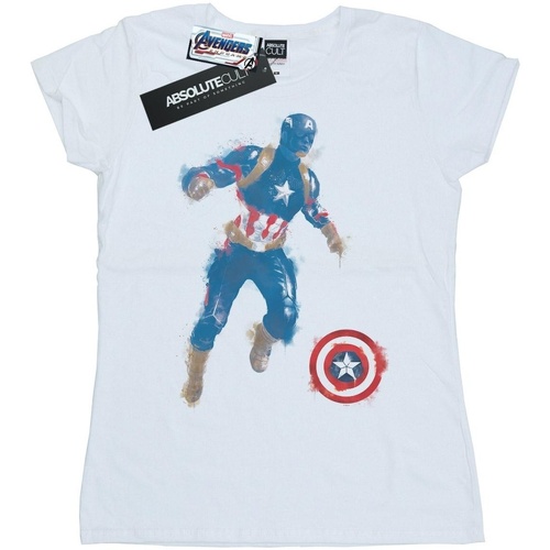 textil Mujer Camisetas manga larga Marvel Avengers Endgame Painted Captain America Blanco
