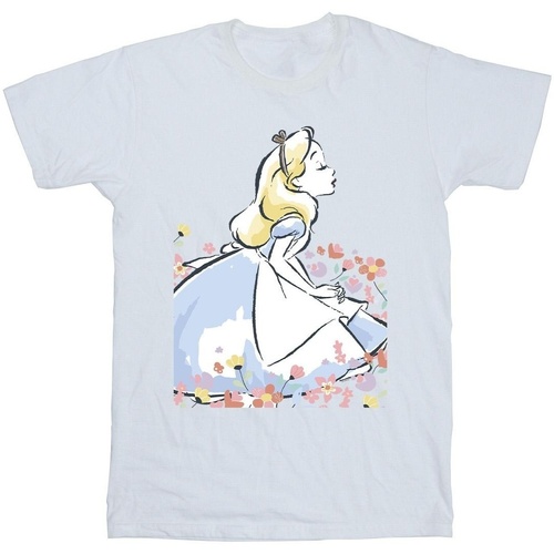 textil Niño Camisetas manga corta Disney Alice In Wonderland Sketch Flowers Blanco