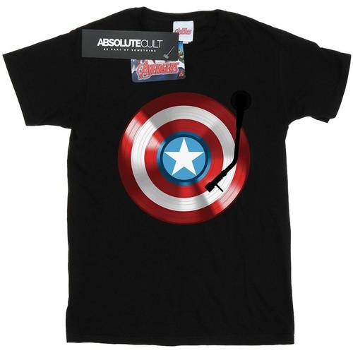 textil Hombre Camisetas manga larga Marvel Captain America Turntable Negro