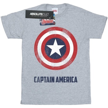 textil Hombre Camisetas manga larga Marvel Captain America Shield Text Gris
