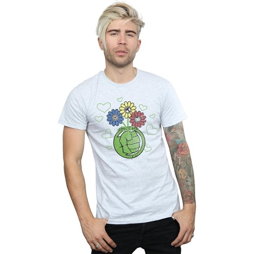textil Hombre Camisetas manga larga Marvel Hulk Flower Fist Gris