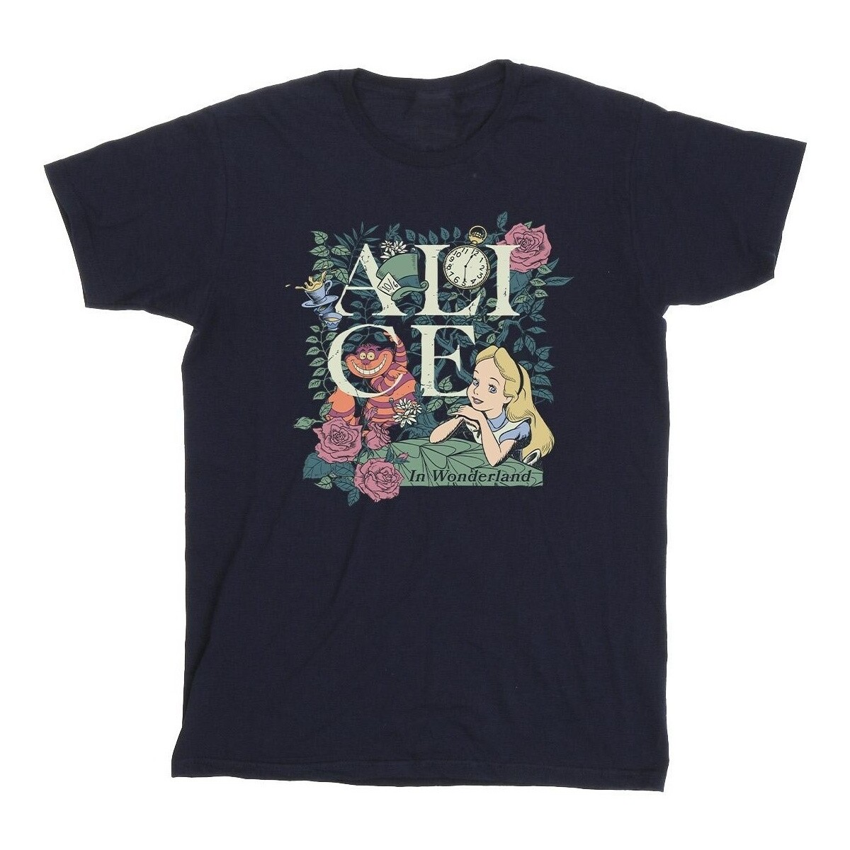 textil Niña Camisetas manga larga Disney Alice In Wonderland Leafy Garden Azul