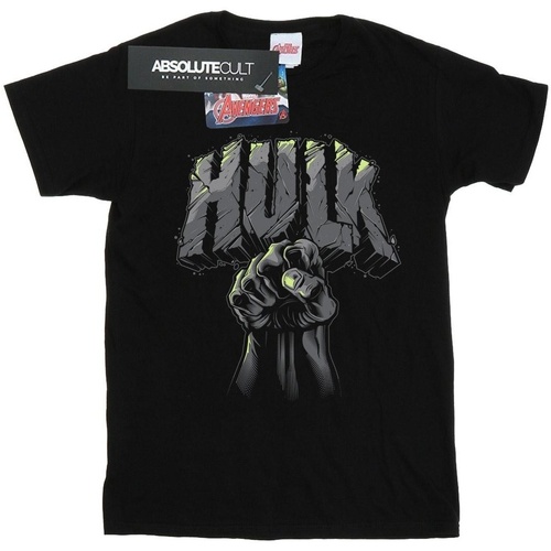 textil Hombre Camisetas manga larga Marvel Hulk Punch Logo Negro