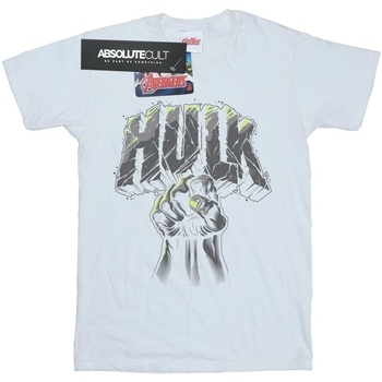 textil Hombre Camisetas manga larga Marvel Hulk Punch Logo Blanco