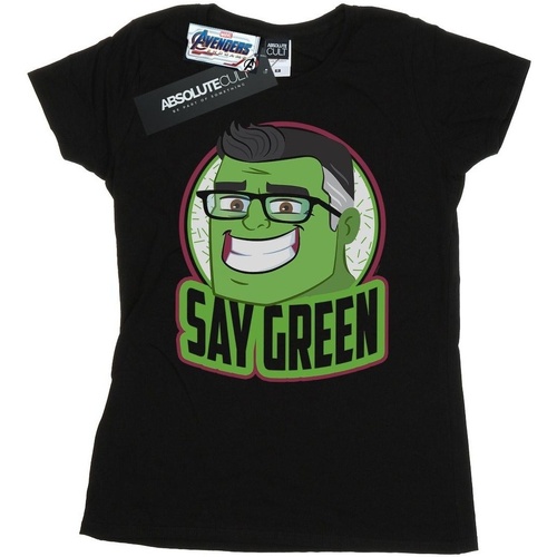 textil Mujer Camisetas manga larga Marvel Avengers Endgame Hulk Say Green Negro