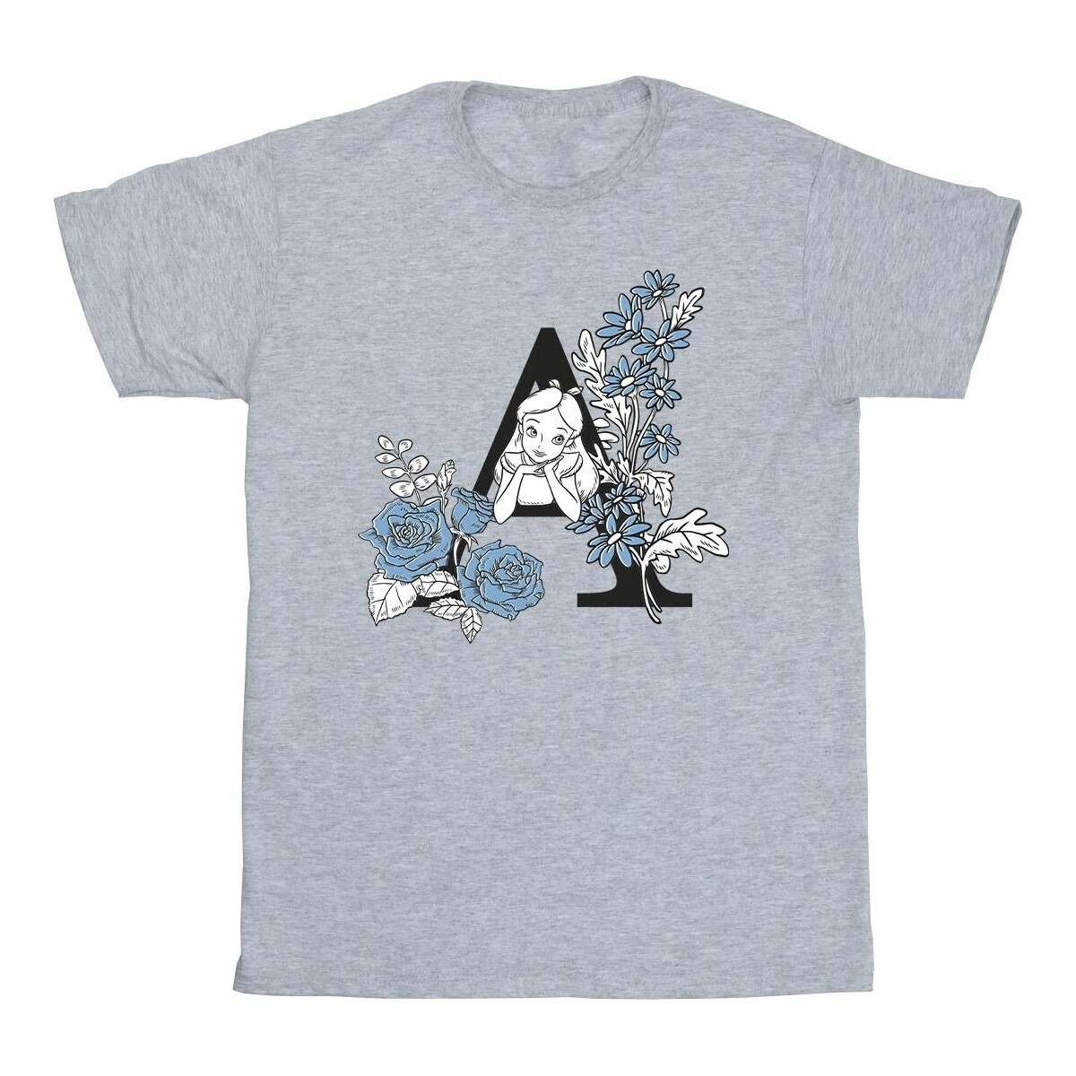 textil Niña Camisetas manga larga Disney Alice In Wonderland Letter A Gris