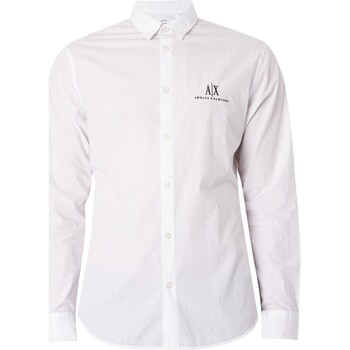 textil Hombre Camisas manga larga EAX Camisa Con Logo En El Pecho Blanco