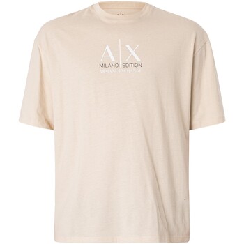textil Hombre Camisetas manga corta EAX Camiseta Con Logo Estampado Beige