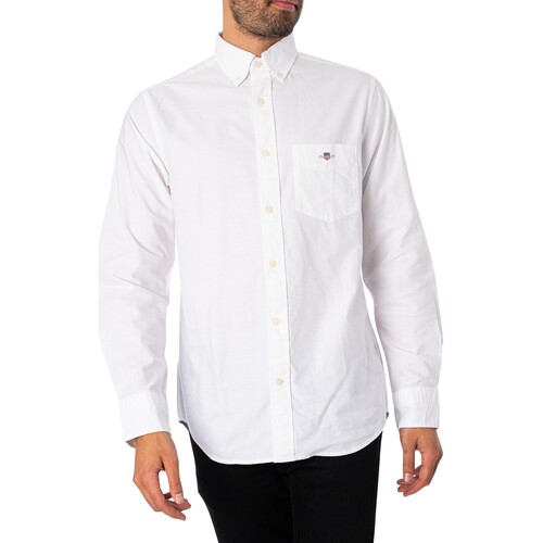 textil Hombre Camisas manga larga Gant Camisa Oxford Normal Blanco