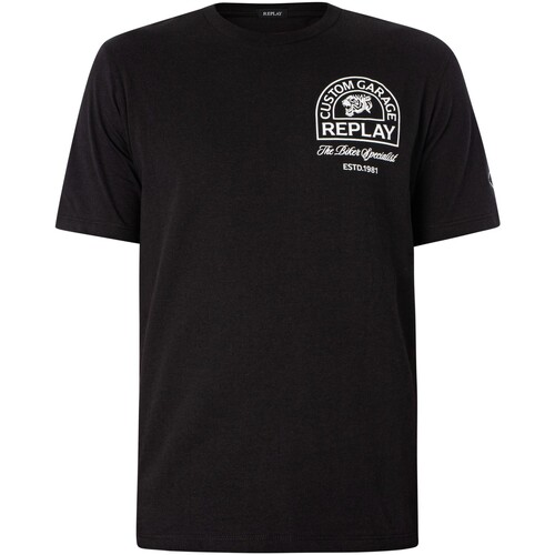 textil Hombre Camisetas manga corta Replay Camiseta Con Logo Gráfico En La Espalda Negro