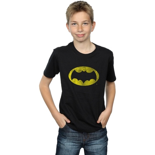 textil Niño Camisetas manga corta Dc Comics Batman TV Series Distressed Logo Negro