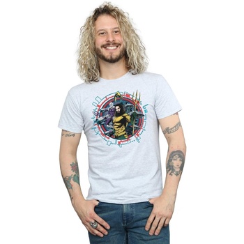 textil Hombre Camisetas manga larga Dc Comics Aquaman Circular Crest Gris