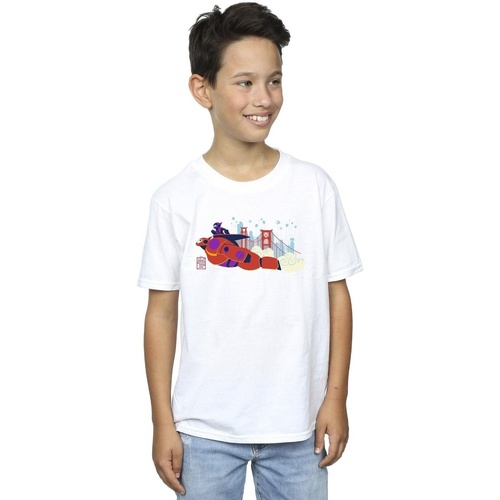 textil Niño Camisetas manga corta Disney Big Hero 6 Baymax Hiro Bridge Blanco