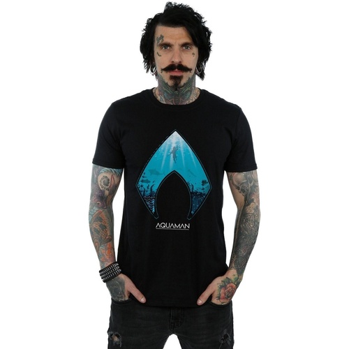 textil Hombre Camisetas manga larga Dc Comics Aquaman Ocean Logo Negro