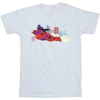 textil Niña Camisetas manga larga Disney Big Hero 6 Baymax Hiro Bridge Blanco